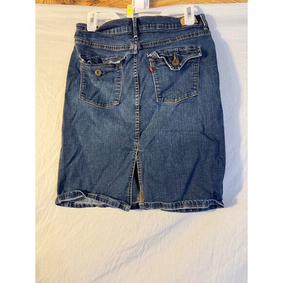 Vintage 90s Levi's Denim Jean Skirt 512 style Knee Length Stretch Classic Size 8 - Picture 1 of 5
